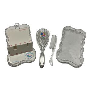 Vintage Toddletime JCPenney Baby Brush & Comb Set Balloons Clear Infant In Box